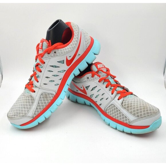 Nike Flex 2013 Run Style 580440-016 Gray Turquoise/Orange Shoes Women's 7.5 - Picture 2 of 14